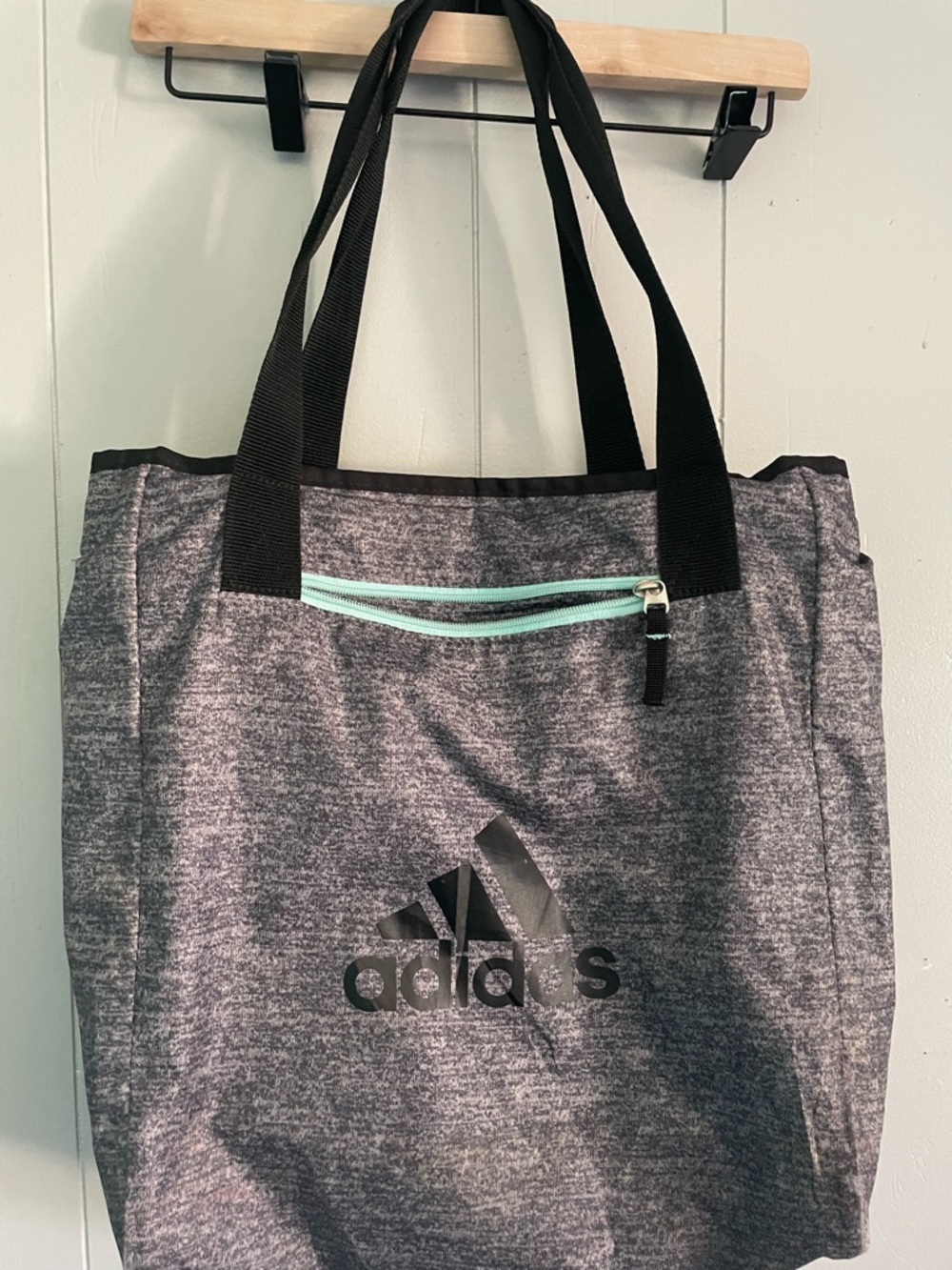 adidas Gray Tote with Mint Accent Zipper
